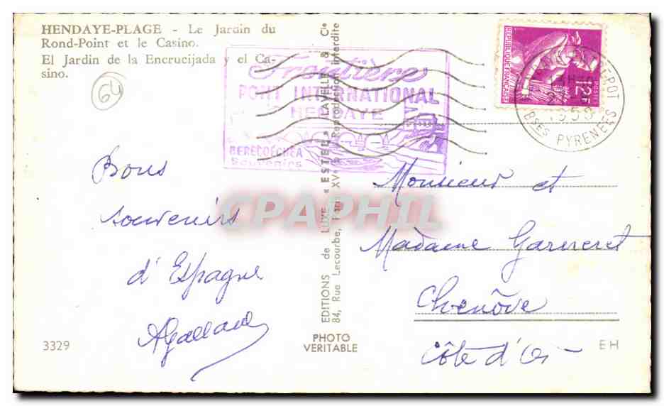 Hendaye-Plage — Le Jardin du Rond-Point et le Casino — Éditions de Luxe, Estelle & Cie — Verso