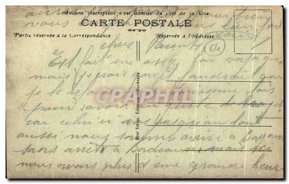 CPA Bayonne Vue Generale — Rückseite