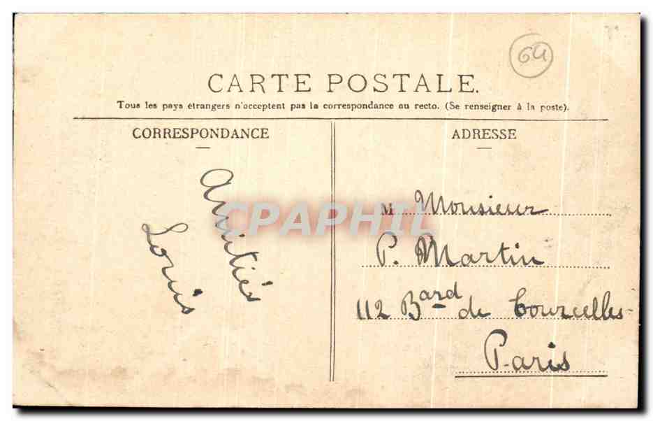 CPA Les Pyrenees Bayonne Les Allees Marines — Verso