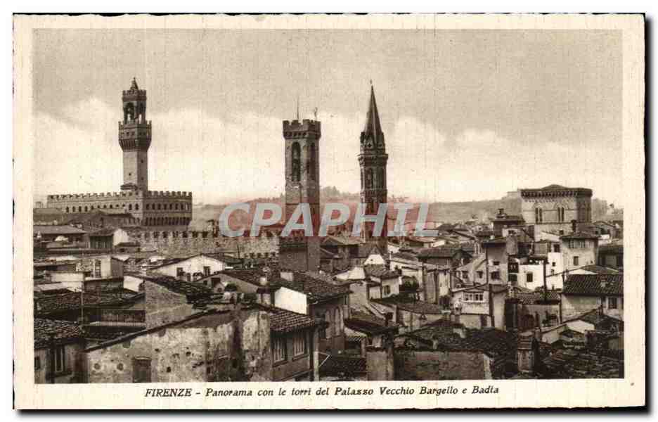CPA Firenze Panorama Con le Torri del Palasso Vecchio Bargello e Badia