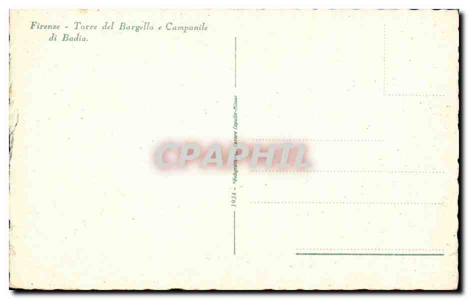 CPA Firenze Torre del Bargielle Campanile Di Badia — Rückseite