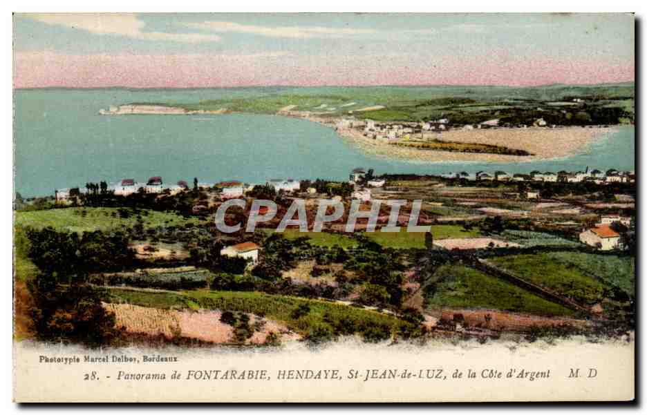 Panorama de FONTARABIE, HENDAYE, St-JEAN-de-LUZ, de la Côte d'Argent — Phototypie Marcel Dalbo, Bordeaux, n°28
