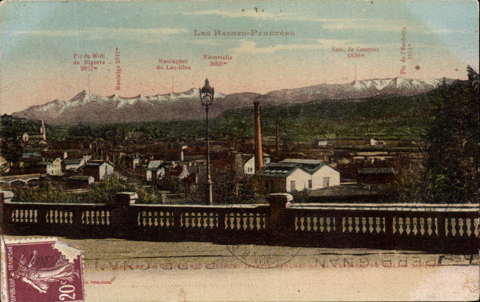 Les Basses-Pyrénées — Vue de Perpignan et la partie gauche de la terrasse du village — éditeur J. Deppe, Perpignan