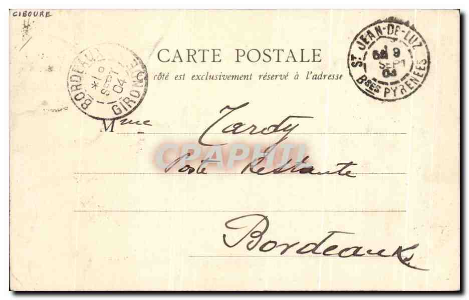 CPA Saint Jean De Luz Rochers du Fort Socoa — Verso