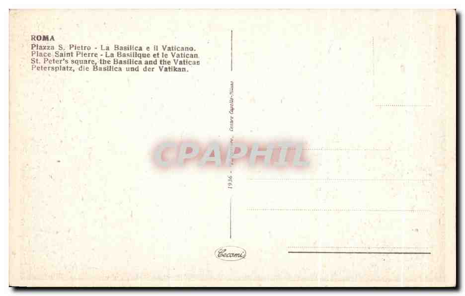 CPA Roma Piazza Pietro La Basilica Vaticano Place Saint — Rückseite
