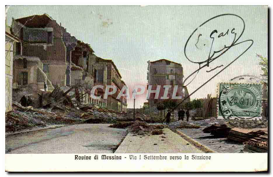 CPA Rovine di Messina Via Settemmre Verso la Stazione