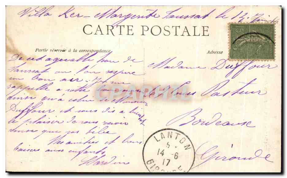 Taussat-les-Bains — Avenue de la Gare et ses Ombrages — Gourdin, phot. édit. — Rückseite