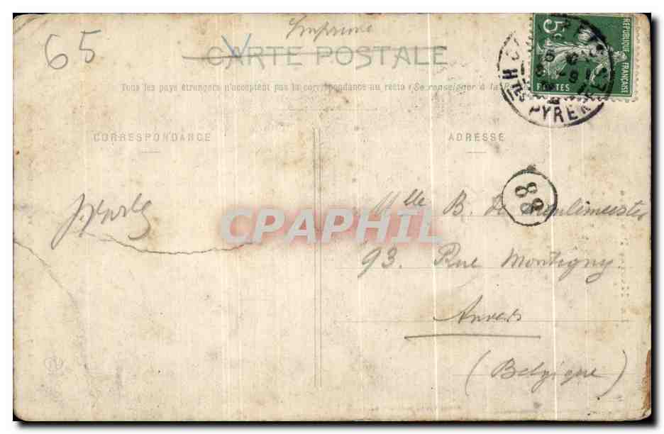 CPA Les Hauters Pyrenees Cauterets Gouffre et pont d'Espagne — Verso