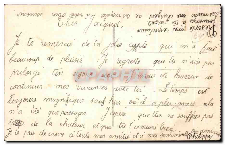 CPA Biarritz Le Rocher Du Basta — Verso