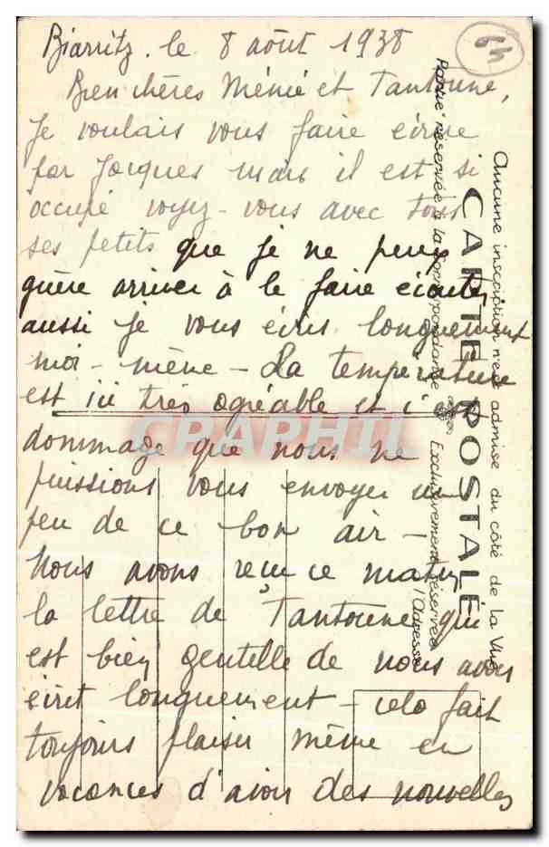CPA Biarritz Monument a s M Edouard VII Et la Plage — Rückseite