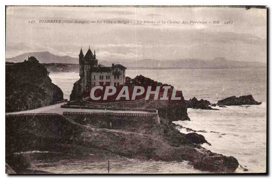 CPA Biarritz La Villa Belga Le Rhone et la Chaine des Pyrenees