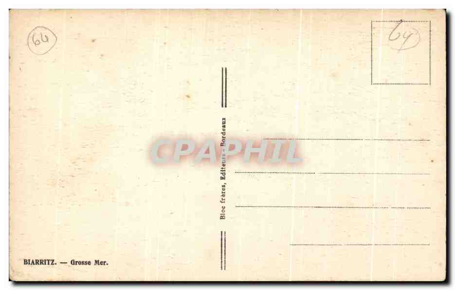 CPA Biarritz Grosse Mer — Verso