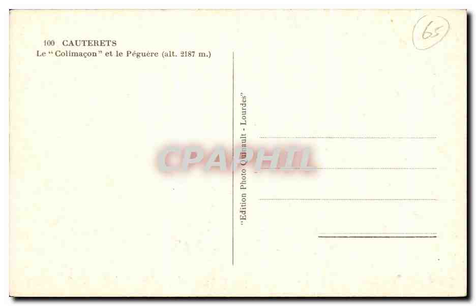 CPA Cauterets Le Colimacon et le Peguere  — Verso