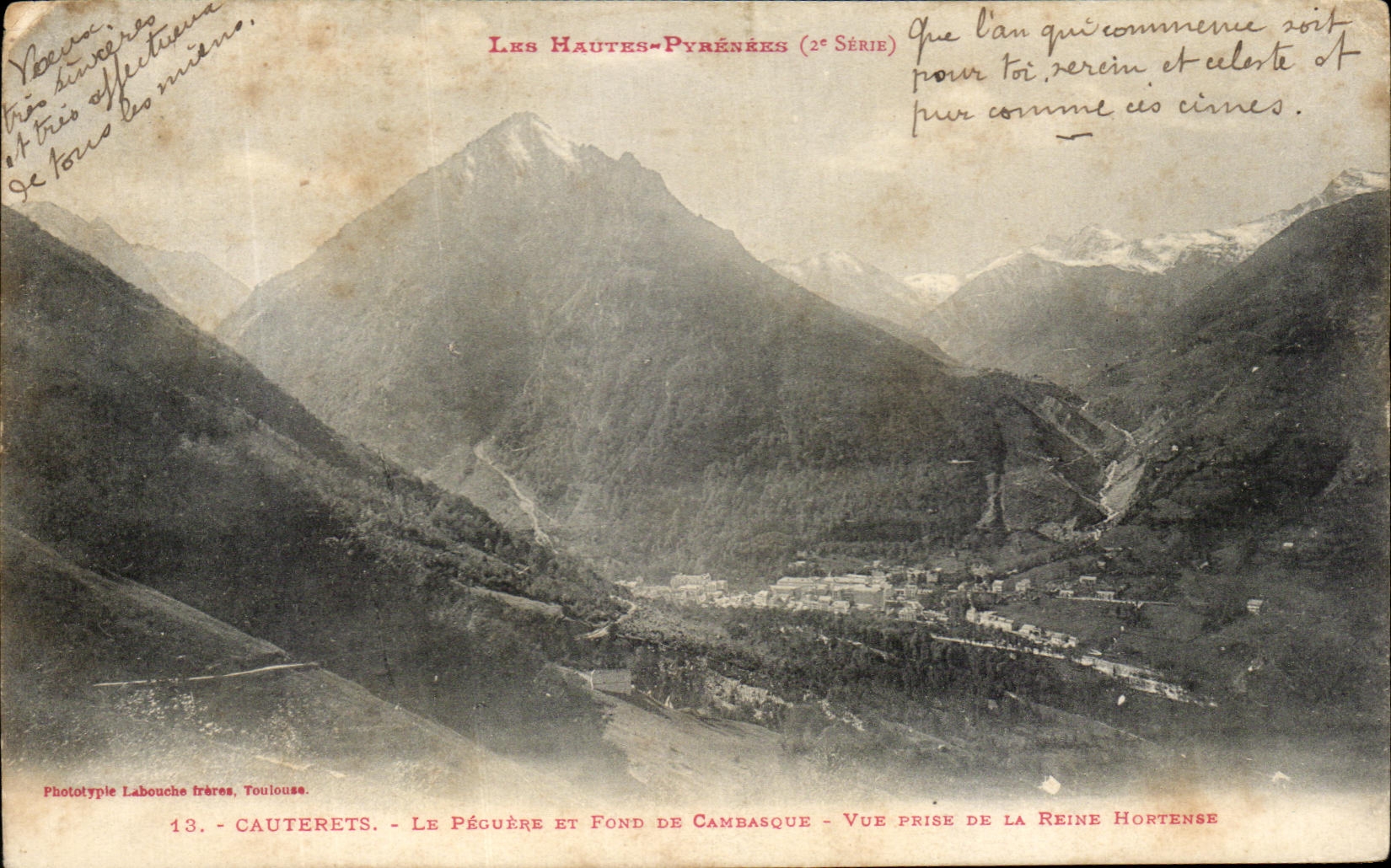 Cauterets - Le Pécuère et Fond de Cambasque - Vue prise de la Reine Hortense — Les Hautes-Pyrénées (2e Série) — Phototype Labouche frères, Toulouse