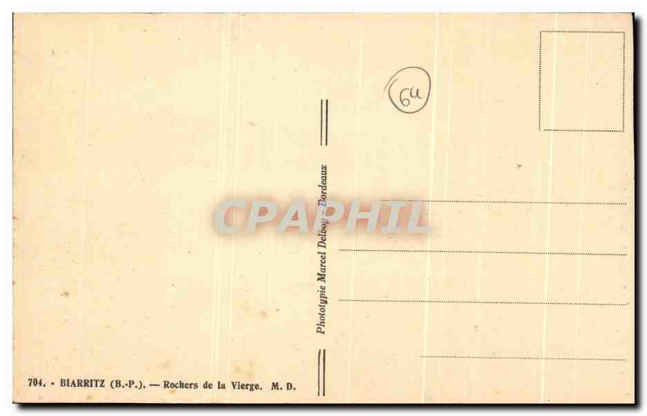 CPA Biarritz Rochers de la Vierge — Rückseite