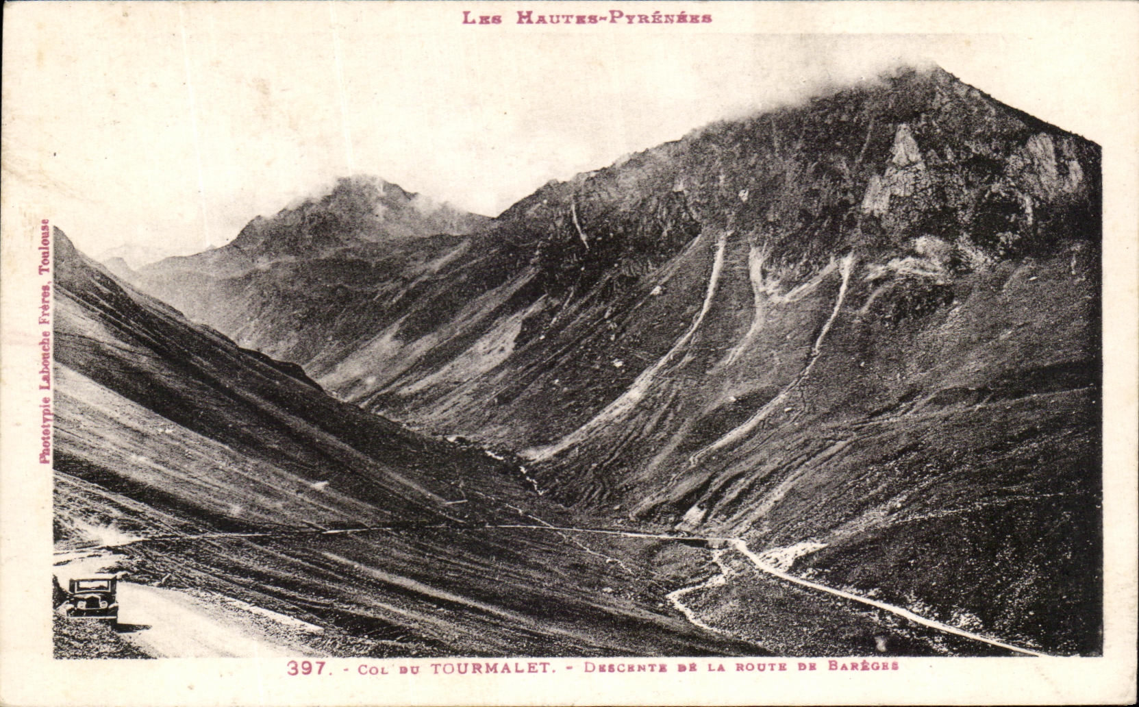 Col du Tourmalet — Descente de la route de Barèges — Photo type Labouché Frères Toulouse n°397