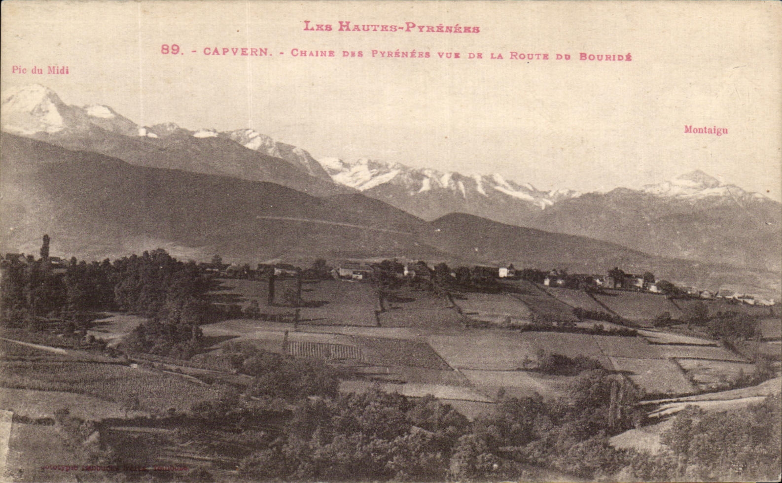 Capvern - Chaîne des Pyrénées vue de la Route du Bouridé — Montaigu