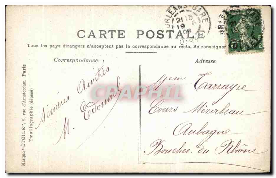 CPA Orleans Embrasement des tours de la cathedrale  — Verso