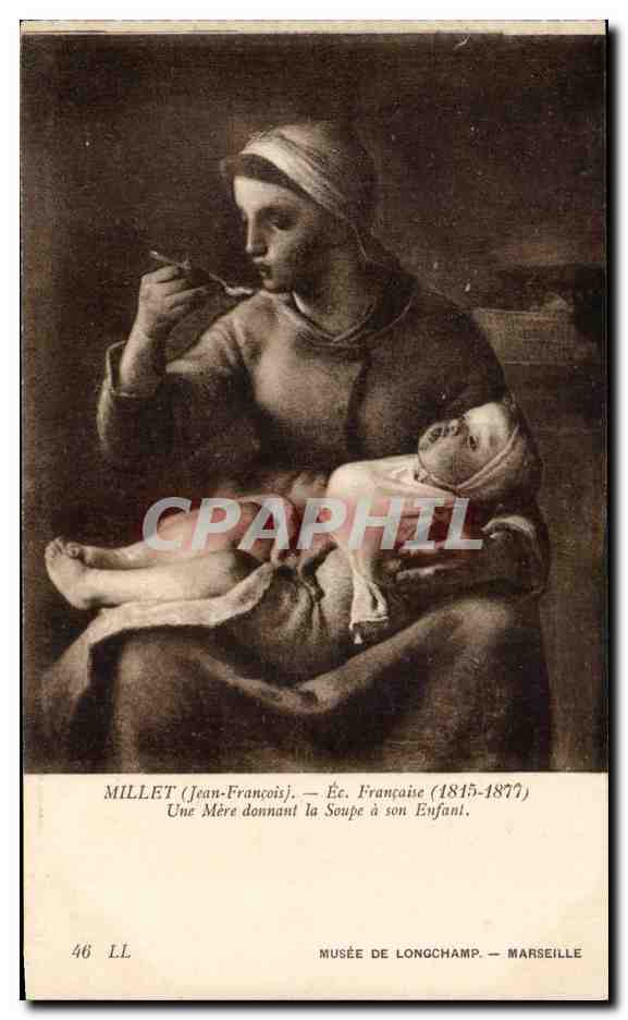CPA Millet Ec Francasie Une Mere Donnant la Soupe a son Enfant Museede Longchamp Marseille