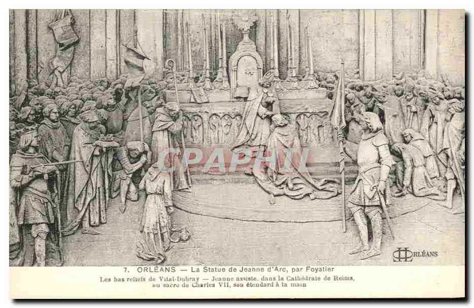 CPA Orleans La statue De Jeanne d'ARc Par Foyatier Les Bas Reliefs De Vital Dubray