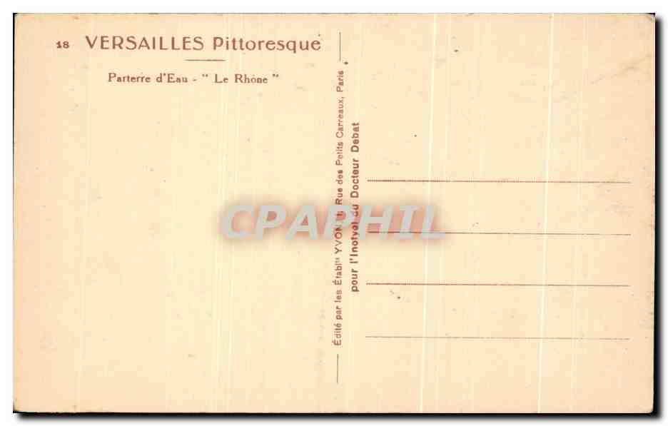 CPA Versailles Pittoresque Parterre d'Eau Le Rhone — Verso