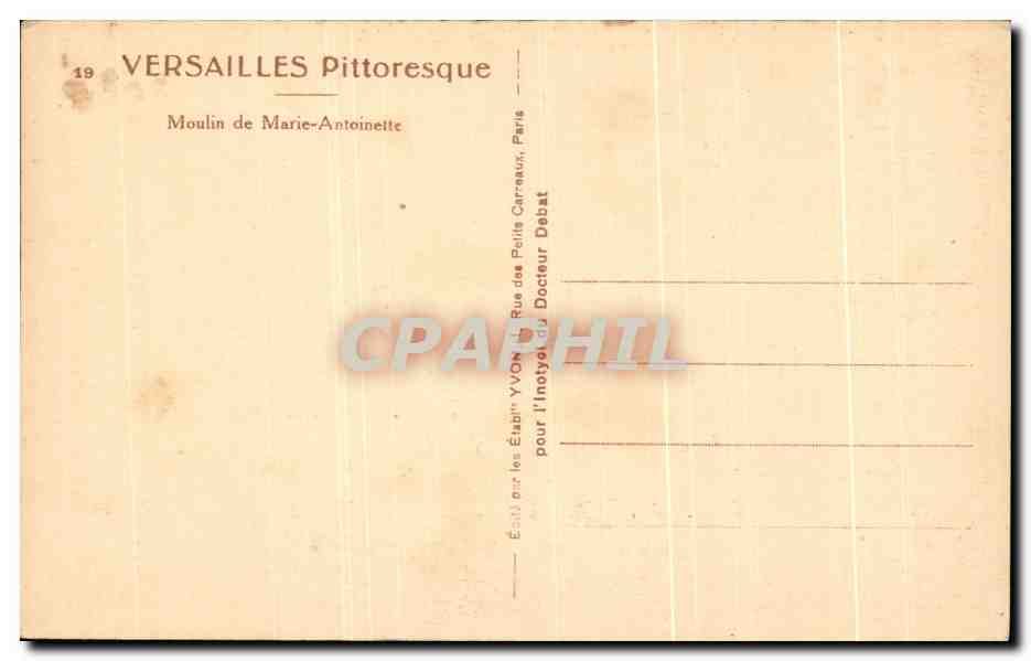 CPA Versailles Pittoresque Moulin De Marie Antoinette — Verso