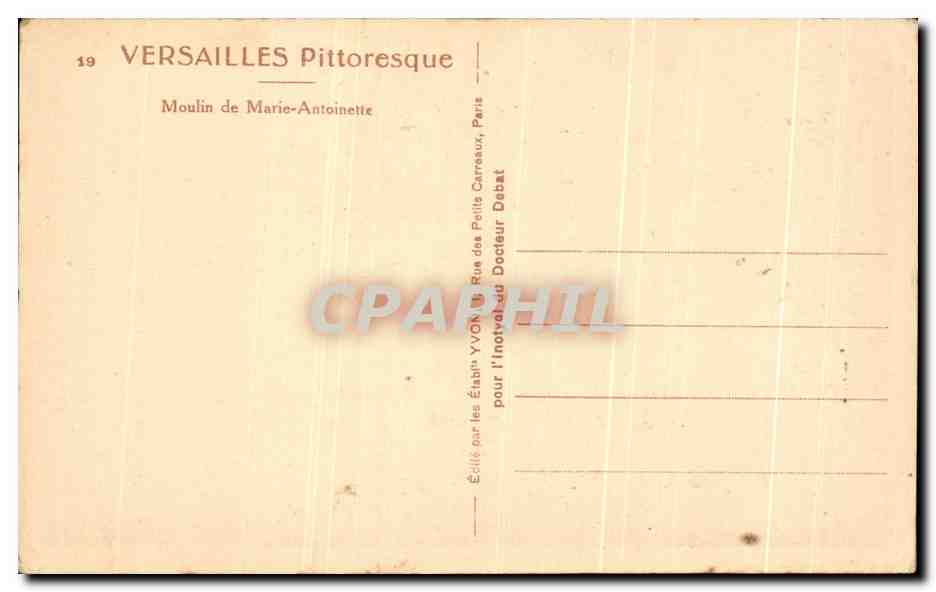 CPA Versailles Pittoresque Moulin De Marie Antoinette — Verso