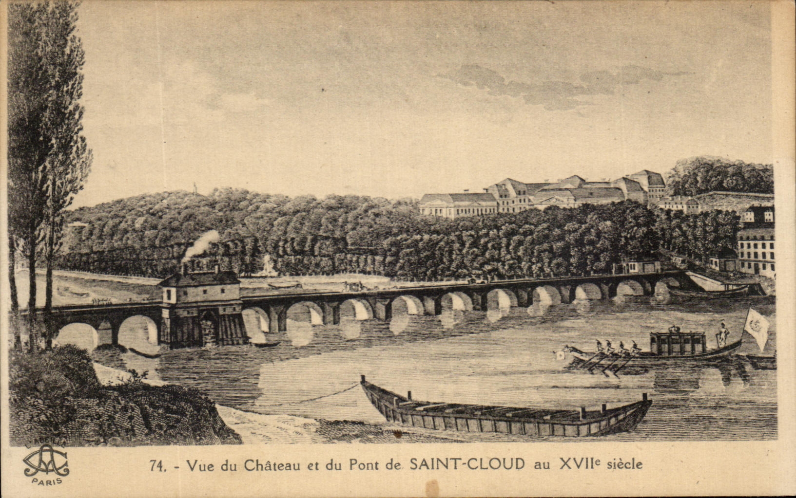 CPA Vue Du Chateau Et Du Pont De Saint Cloud au 17eme