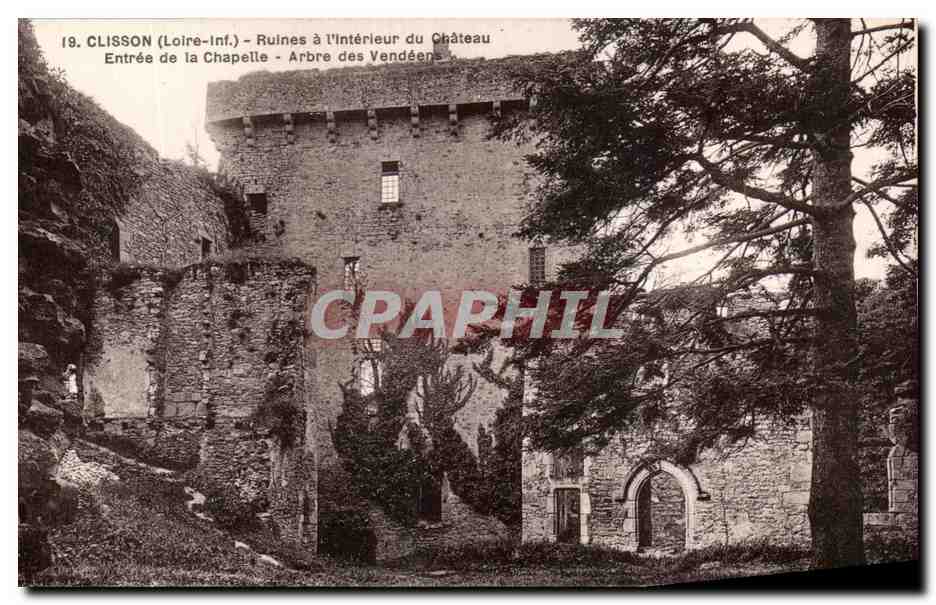CPA Clisson Ruines a I'Interieur du Chateau Entree de la Chapelle Arbre