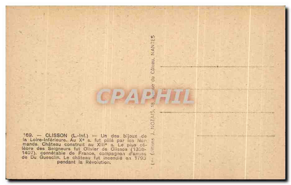 CPA Clisson Un des bijoux de la Loire Inferieure — Rückseite