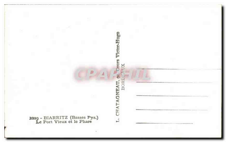 CPA Biarritz Le Port Vieux Et Le Phare — Verso