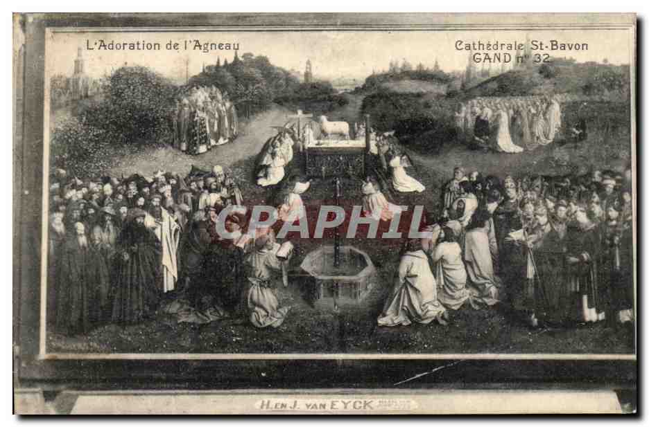 CPA L'Adoration De l'Agneau Cathedrale St Bavon Gand