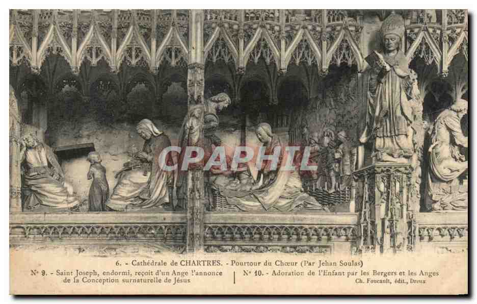 CPA Cathedrale de Chartres Pourtour du Choeur Adoration de l'enfant par les bergers et les anges