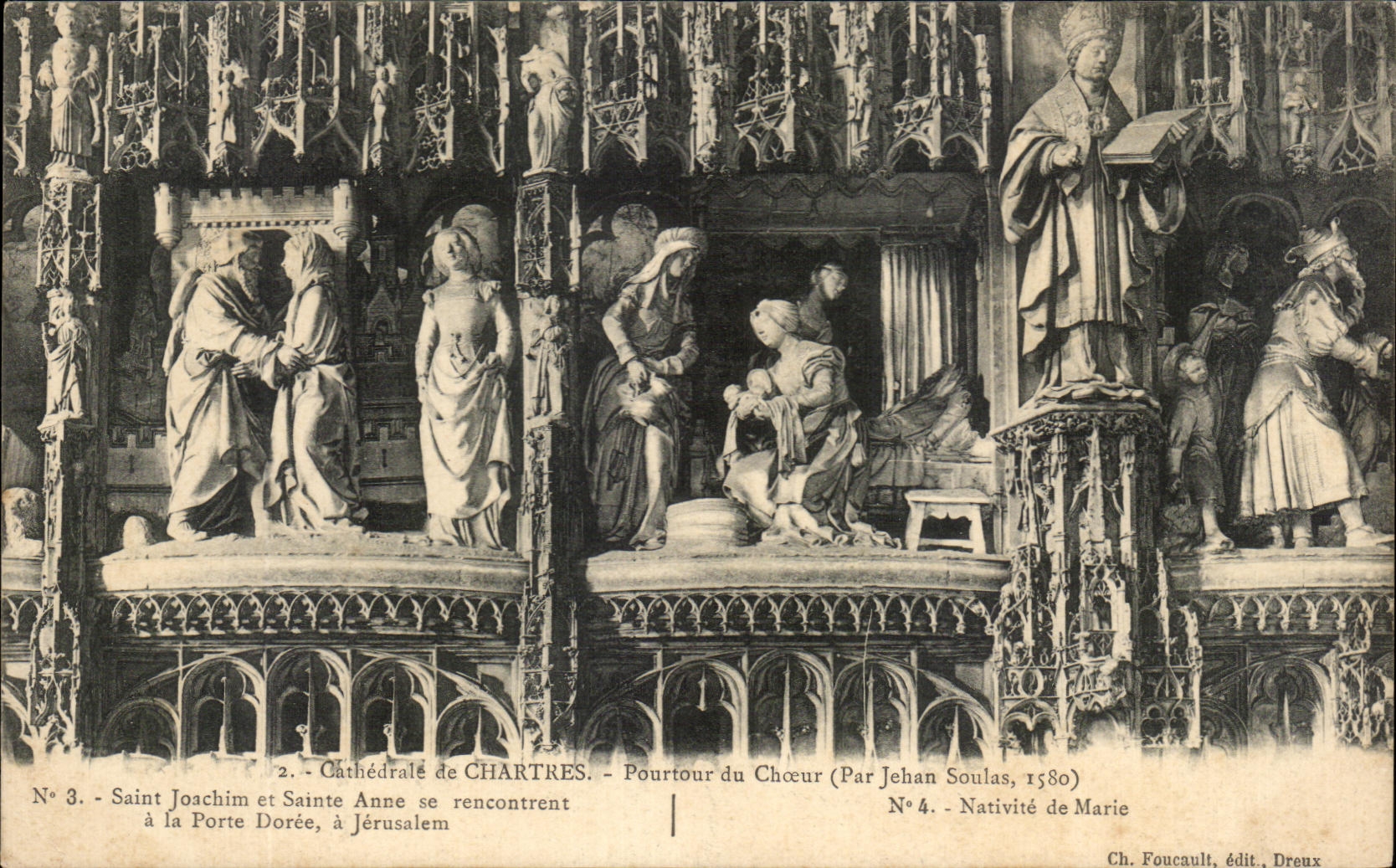 Cathédrale de Chartres — Pourtour du Chœur (Par Jehan Soulais, 1580) — Ch. Foucault, édit. Dreux