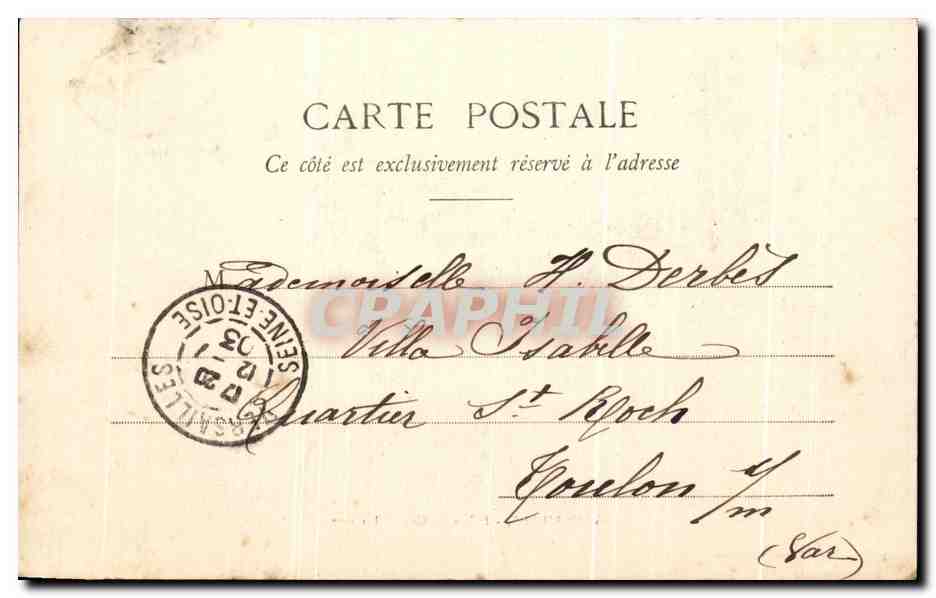 CPA Versailies Palais du Grand Trianon — Verso