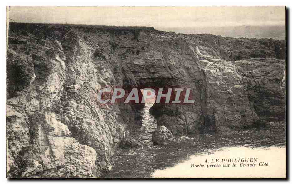 Le Pouliguen — Durchbrochener Felsen an der Grande Côte — J. Nozais, Verlag, Nantes
