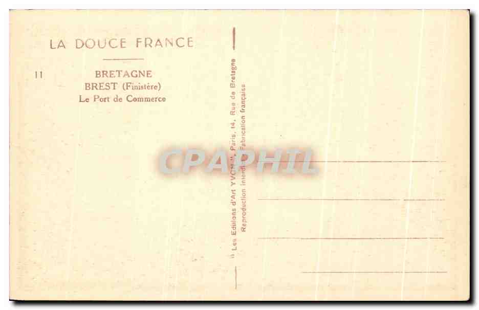 CPA Bretagne Brest Le Port de Commerce Bateaux — Rückseite