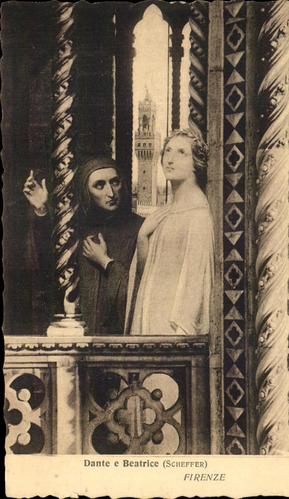 CPA Dante Beatrice Firenze Scheffer