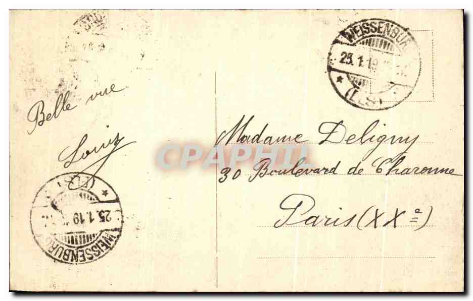 CPA Strassburg Partie in der Orangerie — Rückseite