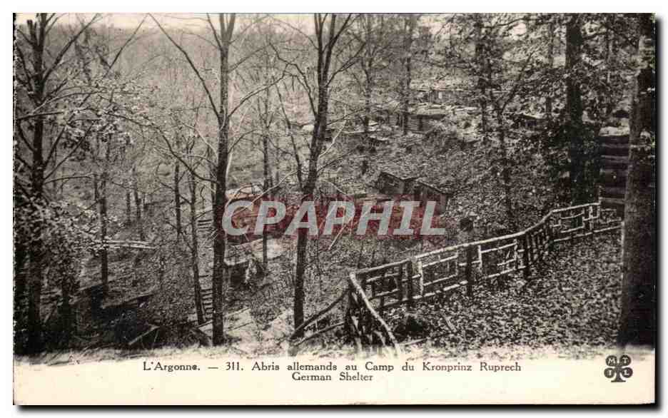 CPA L'Argonne Abris Allemands Au Camp Du Kronprinz Ruprech Militaria 