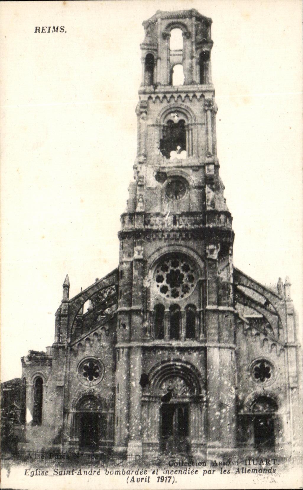 CPA Reims Eglise Saint Andre Bombardee Et Incendiee Par Les Allemands Militaria 
