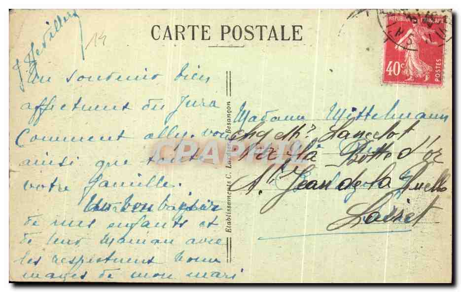 CPA Sites Pittoresques De Franche Comte Et Monts Jura Le Pays De Gex Vu Depuis La Faucille — Verso