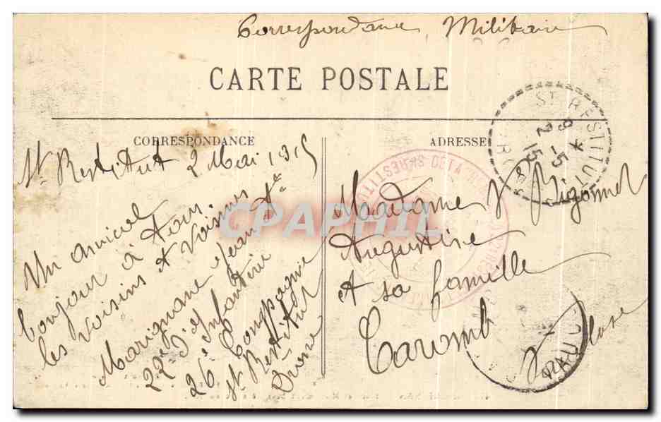 CPA Grignan Place et Monument Sevigne erige en 1857 — Rückseite