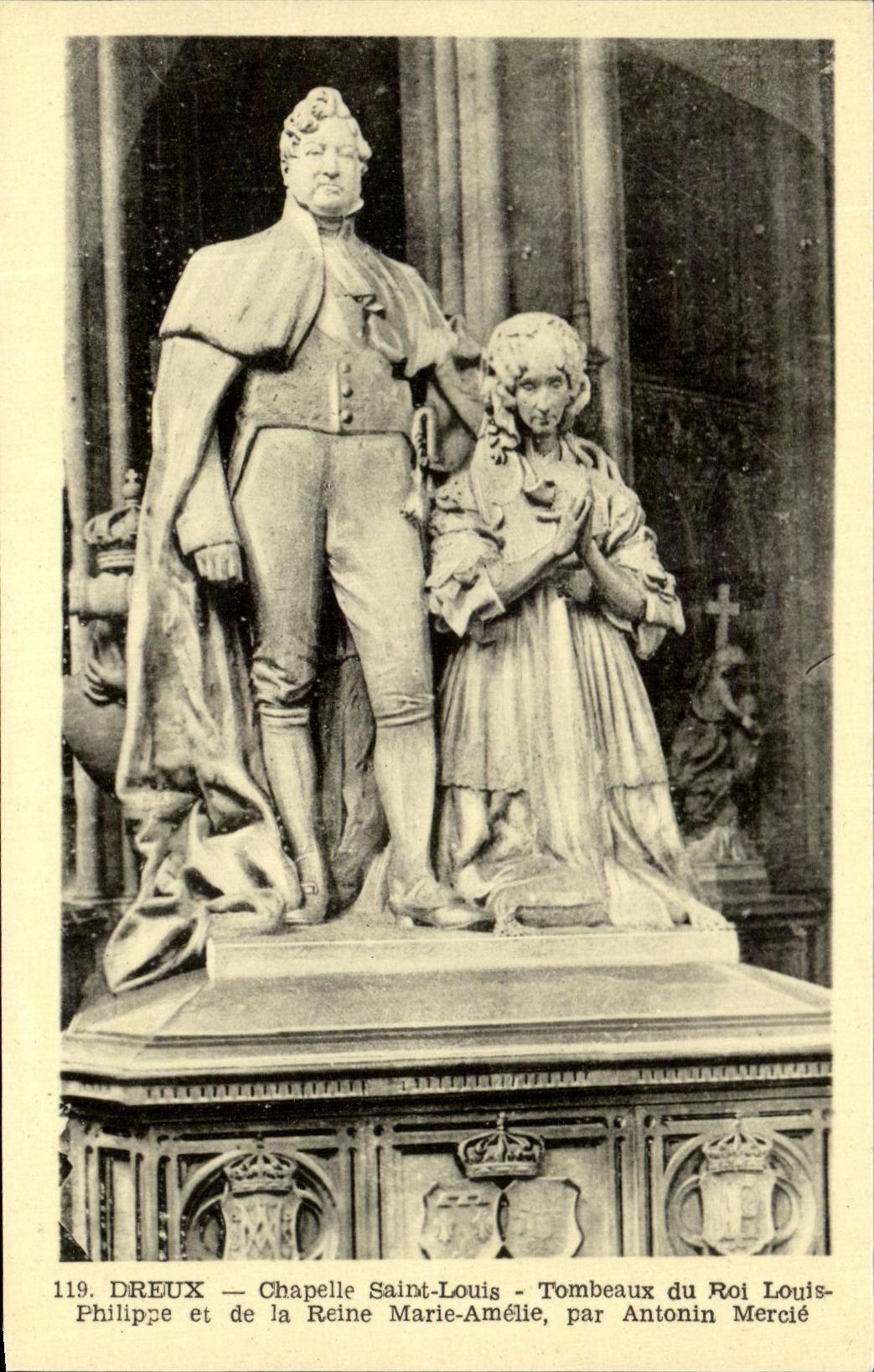 DREUX — Chapelle Saint-Louis — Tombeaux du Roi Louis-Philippe et de la Reine Marie-Amélie, par Antonin Mercié