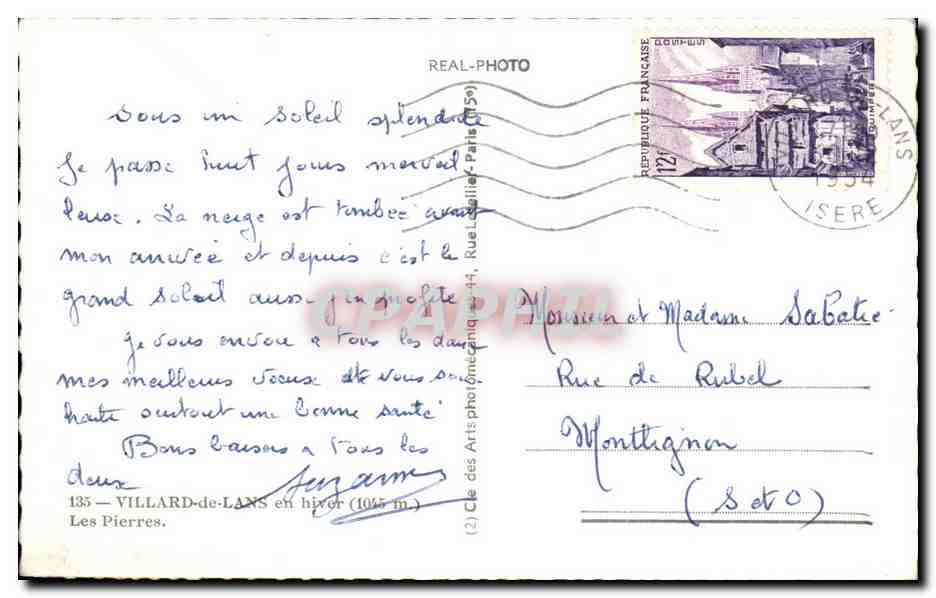 Villard-de-Lans en invierno — Les Pierres — (2) Clé des Arts fotográficos — Reverso