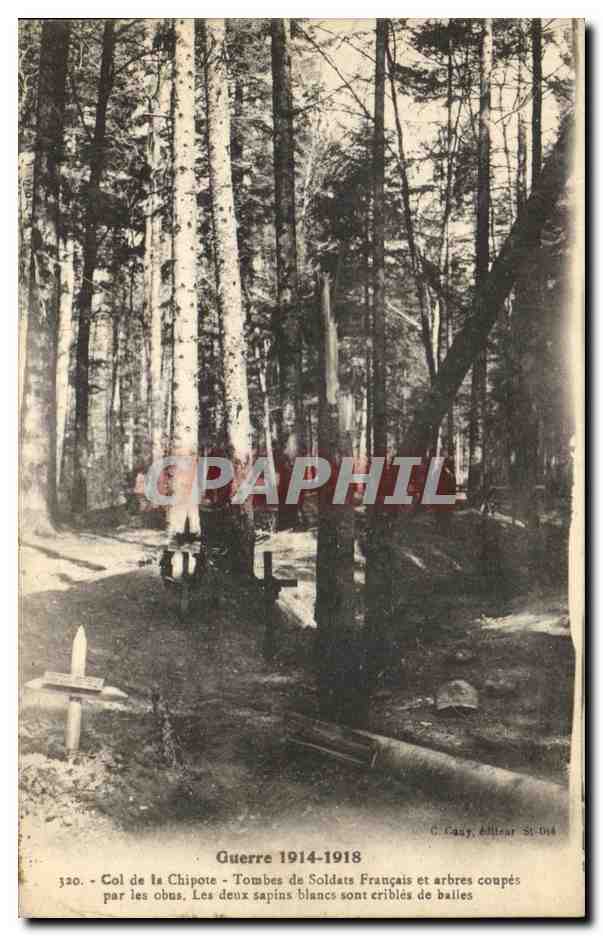 Col de la Chipote — Tombes de Soldats Français et arbres coupés par les obus — C. Cauty, éditeur St-Dié