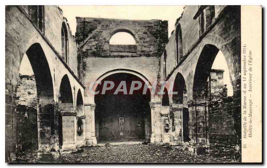 Hellz-le-Maurept — Intérieur de l'Église — Bataille de la Marne (6 au 12 septembre 1914)