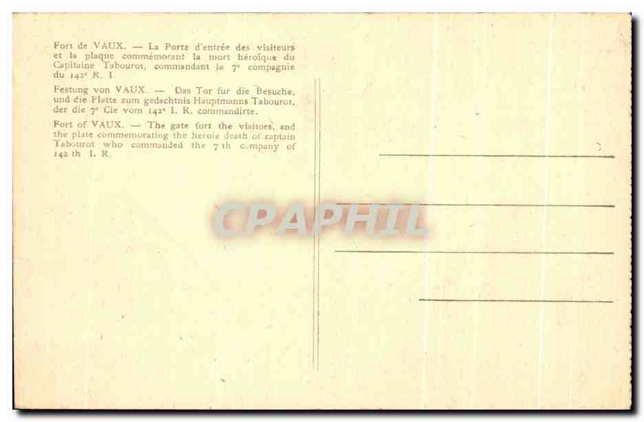 CPA Fort de Vaux La Porte d'entree des visiteurs Militaria — Rückseite