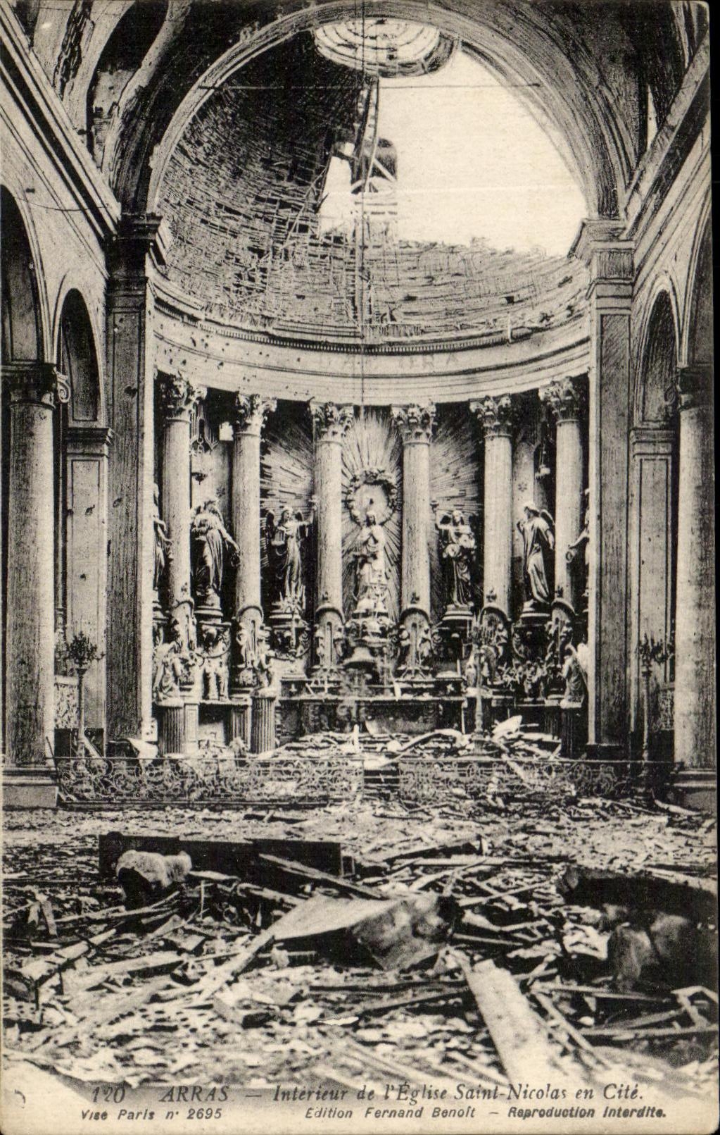 Intérieur de l'Église Saint-Nicolas en Cité — Arras — Édition Fernand Benolt n°2695
