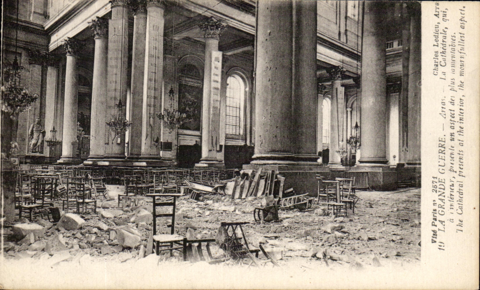 Arvay, La Cathédrale — Intérieur dévasté après la Grande Guerre — Charles Lédieu, n° 2874